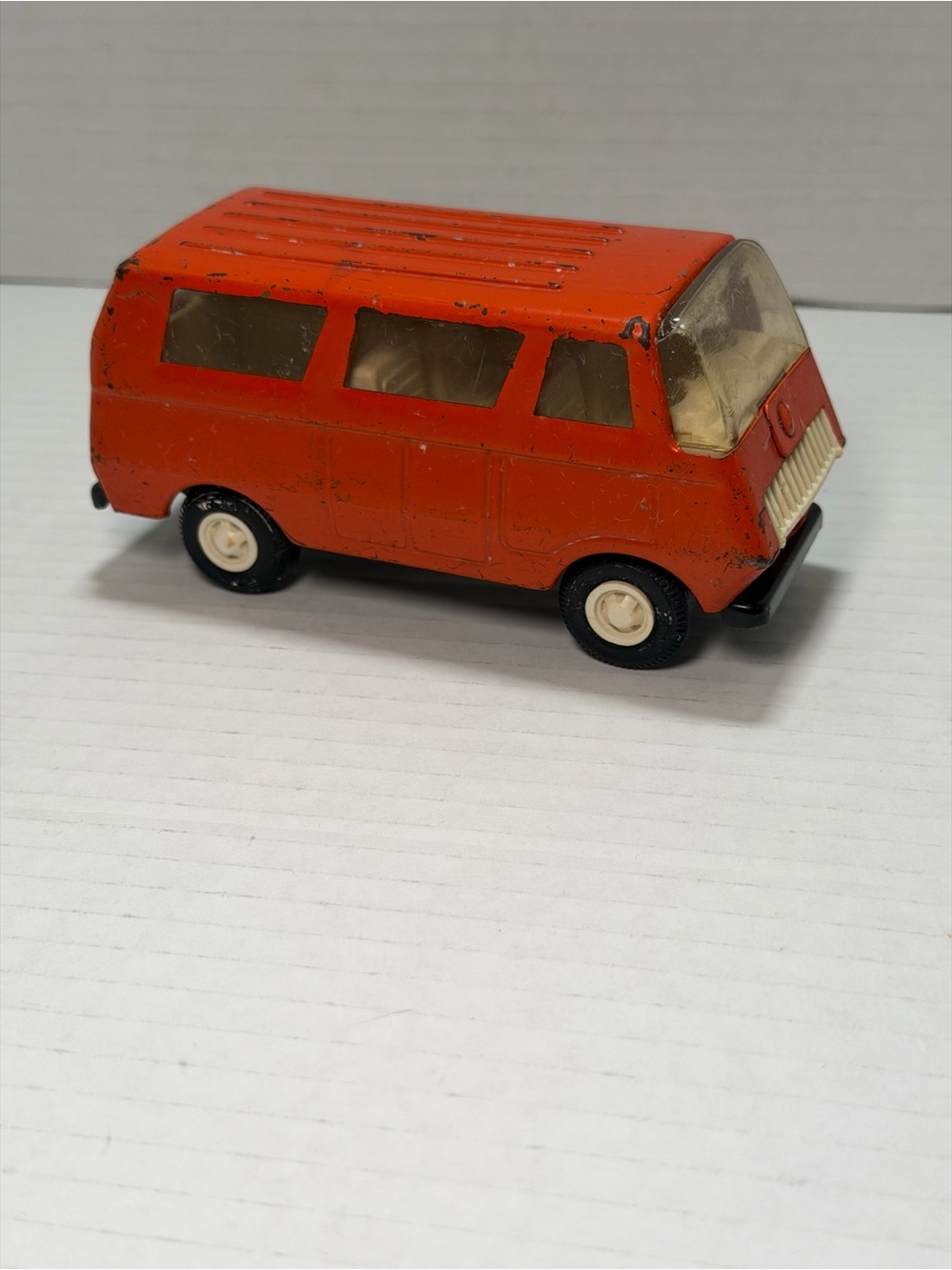 Tonka Orange Mini Van Bus Groovy Pressed Steel White Seats Vintage 1970's
